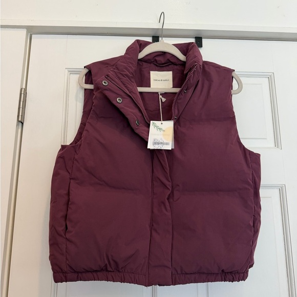 Thread & Supply Jackets & Blazers - Thread & Supply Maroon Puffer Cropped Vest